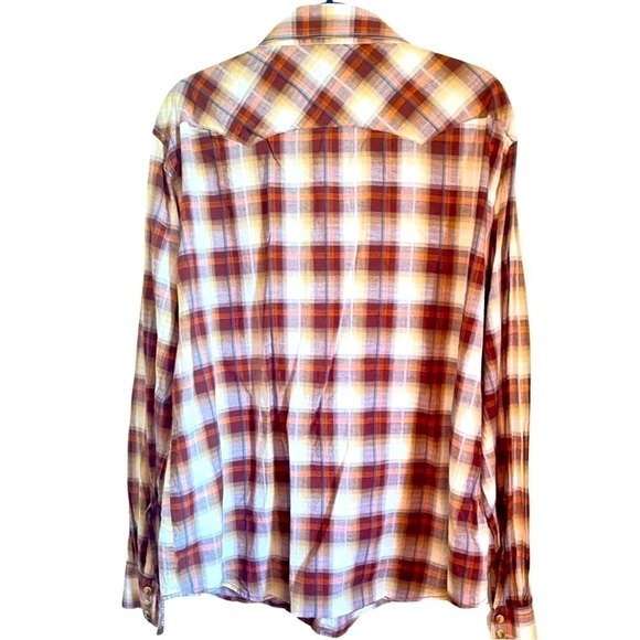 VINTAGE Wrangler Western Pearl Snap Plaid Button Down Shirt Long-Sleeve Size XXL - Picture 2 of 6